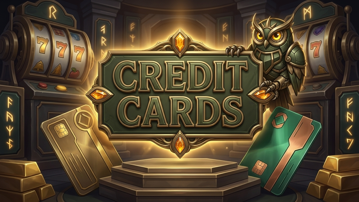 Gold and black credit cards with chip reader on a high-tech terminal